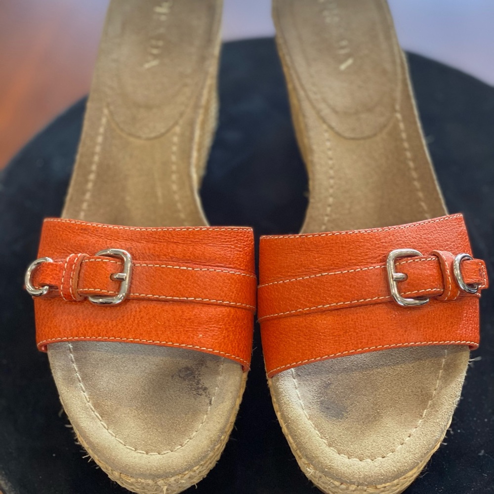 Authentic Prada wedge slides